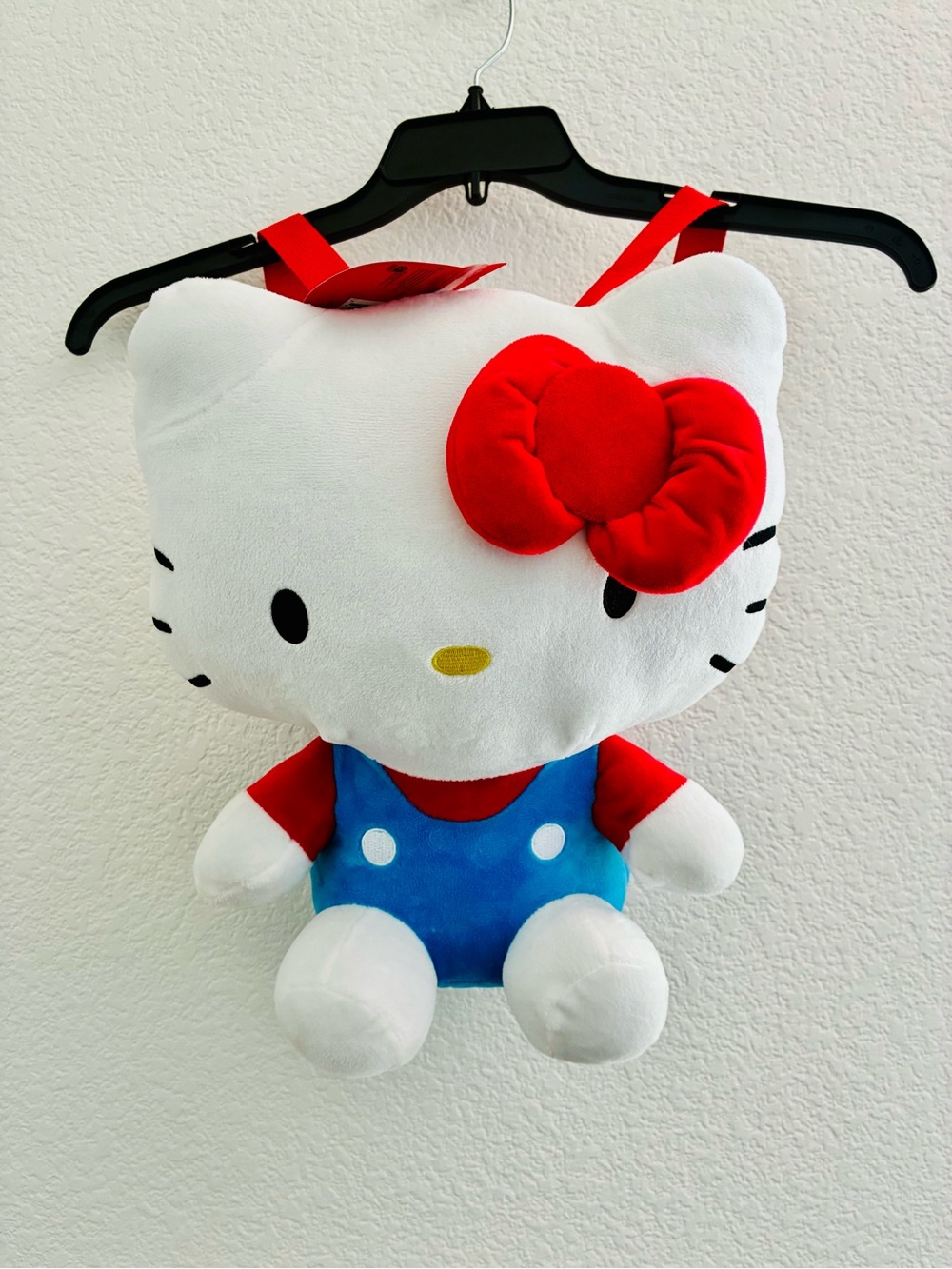 Sanrio Hello Kitty Plush Backpack - White NWT Red Bow and Blue Outfit